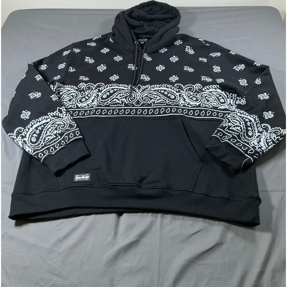 Dogg Supply by Snoop Dogg Mens 3XL Black Bandana Paisley Print Fleece Hoodie